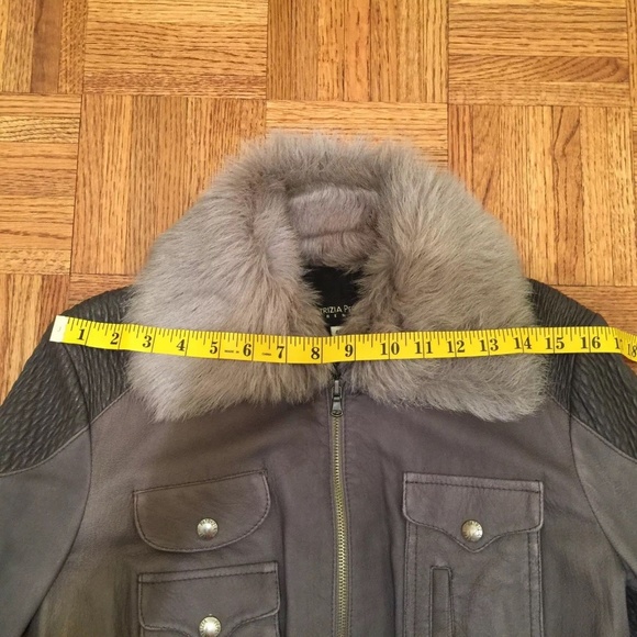 Patrizia Pepe Gray Leather Jacket with fur Size M - Picture 7 of 8